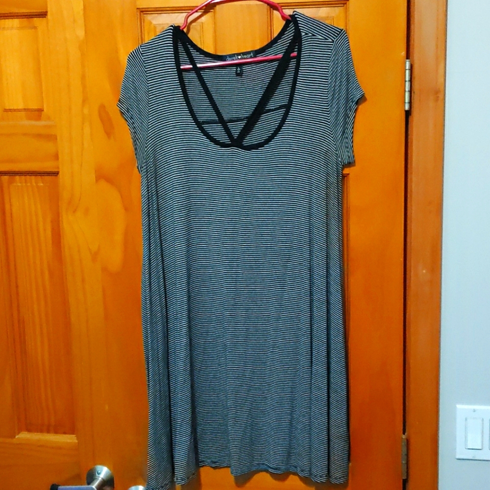 Derek Heart Striped Open Front T-Dress